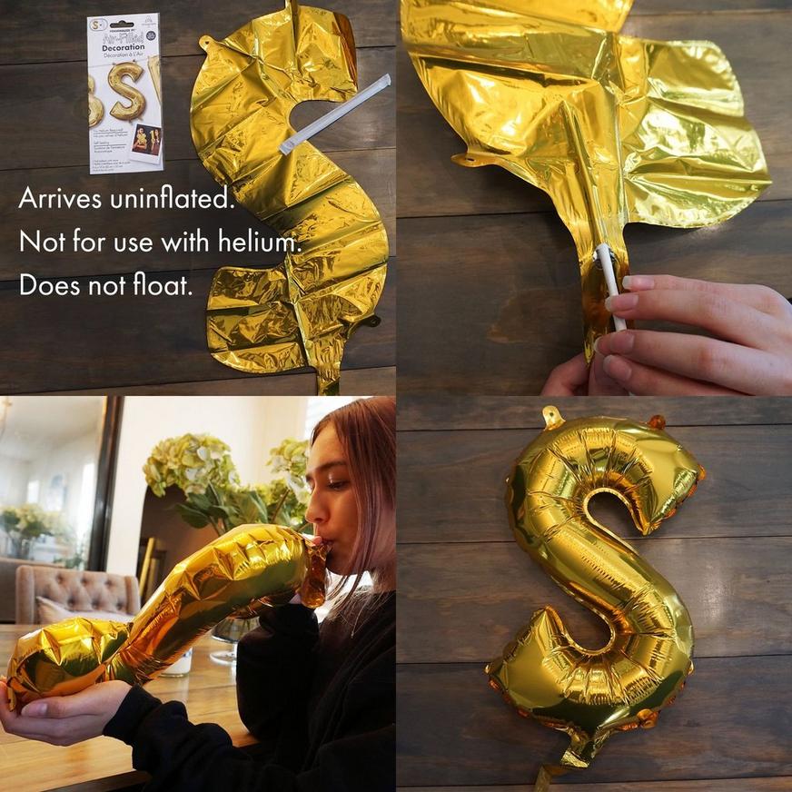 13in Air-Filled Gold Letter Balloon (N)